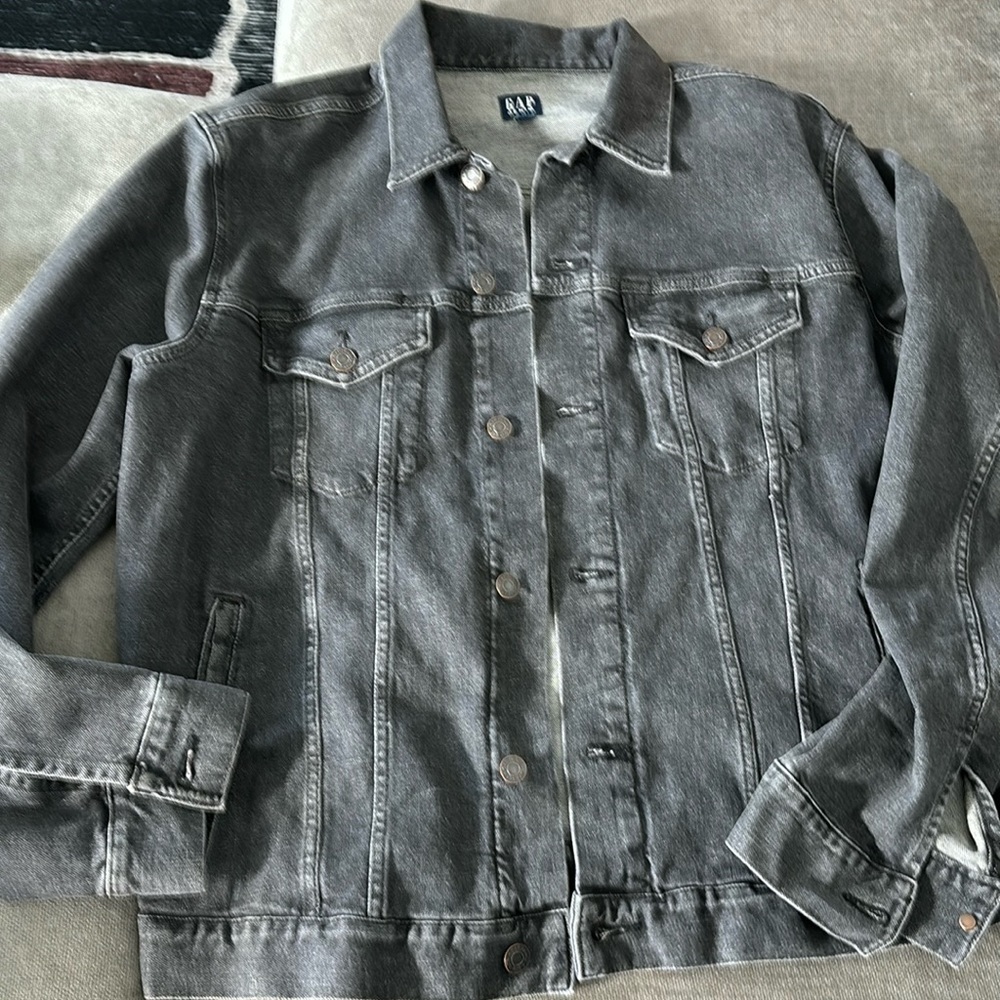 Boyfriend sized black distressed jean jacket